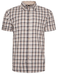 KAM Casual Check Shirt Stone